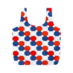 Geometric Design Red White Blue Full Print Recycle Bags (m)  by Celenk