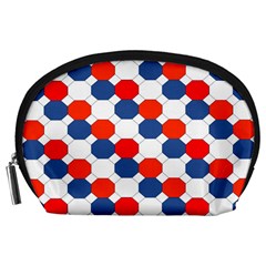 Geometric Design Red White Blue Accessory Pouches (large)  by Celenk