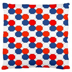 Geometric Design Red White Blue Large Flano Cushion Case (one Side) by Celenk