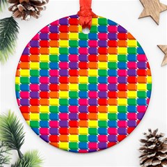 Rainbow 3d Cubes Red Orange Ornament (round) by Celenk