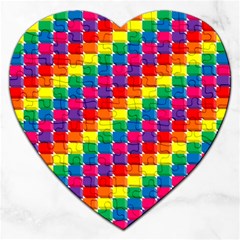 Rainbow 3d Cubes Red Orange Jigsaw Puzzle (heart) by Celenk