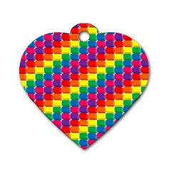 Rainbow 3d Cubes Red Orange Dog Tag Heart (two Sides) by Celenk