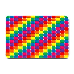 Rainbow 3d Cubes Red Orange Small Doormat  by Celenk