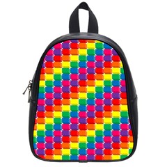 Rainbow 3d Cubes Red Orange School Bag (small) by Celenk