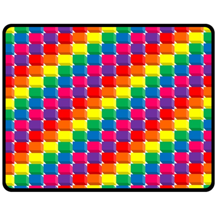 Rainbow 3d Cubes Red Orange Fleece Blanket (Medium) 