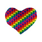 Rainbow 3d Cubes Red Orange Standard 16  Premium Flano Heart Shape Cushions Back