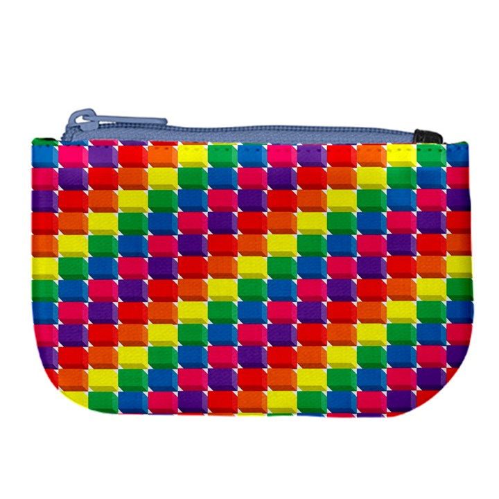 Rainbow 3d Cubes Red Orange Large Coin Purse