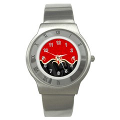 Red Black Background Wallpaper Bg Stainless Steel Watch by Celenk