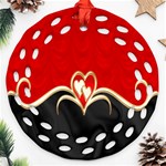 Red Black Background Wallpaper Bg Round Filigree Ornament (Two Sides) Front