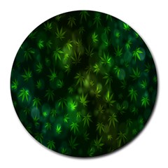 Bokeh Background Texture Marijuana Round Mousepads by Celenk