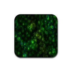 Bokeh Background Texture Marijuana Rubber Coaster (Square) 