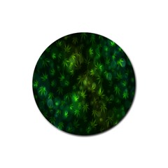 Bokeh Background Texture Marijuana Rubber Round Coaster (4 pack) 