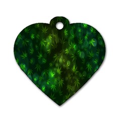 Bokeh Background Texture Marijuana Dog Tag Heart (one Side)