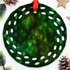 Bokeh Background Texture Marijuana Ornament (Round Filigree)