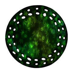 Bokeh Background Texture Marijuana Round Filigree Ornament (two Sides) by Celenk