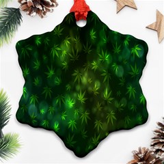 Bokeh Background Texture Marijuana Snowflake Ornament (Two Sides)