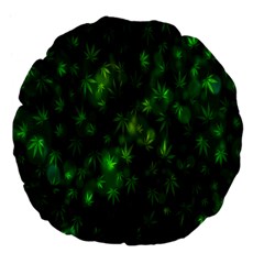 Bokeh Background Texture Marijuana Large 18  Premium Flano Round Cushions