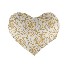 Yellow Peonies Standard 16  Premium Heart Shape Cushions by NouveauDesign