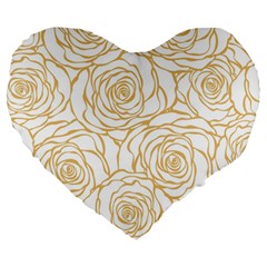 Yellow Peonies Large 19  Premium Heart Shape Cushions by NouveauDesign