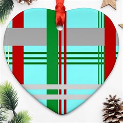 Christmas Plaid Backgrounds Plaid Heart Ornament (two Sides) by Celenk