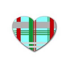 Christmas Plaid Backgrounds Plaid Rubber Coaster (heart)  by Celenk