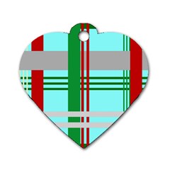 Christmas Plaid Backgrounds Plaid Dog Tag Heart (two Sides) by Celenk