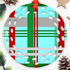 Christmas Plaid Backgrounds Plaid Round Filigree Ornament (two Sides)