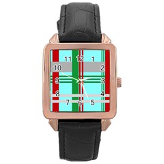 Christmas Plaid Backgrounds Plaid Rose Gold Leather Watch  by Celenk