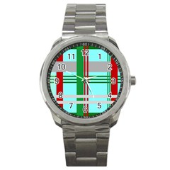 Christmas Plaid Backgrounds Plaid Sport Metal Watch by Celenk