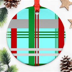 Christmas Plaid Backgrounds Plaid Round Ornament (two Sides) by Celenk