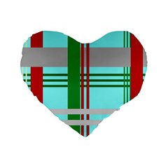 Christmas Plaid Backgrounds Plaid Standard 16  Premium Heart Shape Cushions by Celenk