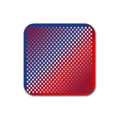 Dots Red White Blue Gradient Rubber Coaster (square)  by Celenk