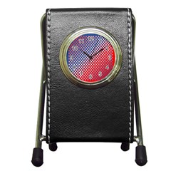 Dots Red White Blue Gradient Pen Holder Desk Clocks by Celenk