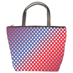 Dots Red White Blue Gradient Bucket Bags by Celenk