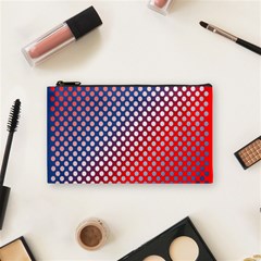 Dots Red White Blue Gradient Cosmetic Bag (small)  by Celenk