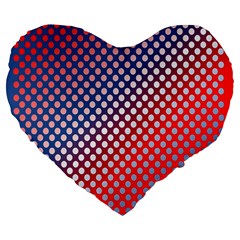 Dots Red White Blue Gradient Large 19  Premium Heart Shape Cushions by Celenk