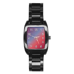 Dots Red White Blue Gradient Stainless Steel Barrel Watch by Celenk