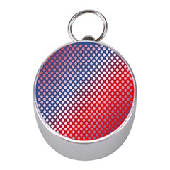 Dots Red White Blue Gradient Mini Silver Compasses by Celenk