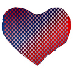 Dots Red White Blue Gradient Large 19  Premium Flano Heart Shape Cushions by Celenk