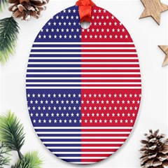 American Flag Patriot Red White Oval Ornament (two Sides) by Celenk