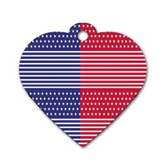 American Flag Patriot Red White Dog Tag Heart (two Sides) by Celenk