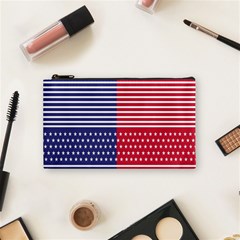 American Flag Patriot Red White Cosmetic Bag (small)  by Celenk