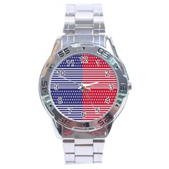 American Flag Patriot Red White Stainless Steel Analogue Watch by Celenk