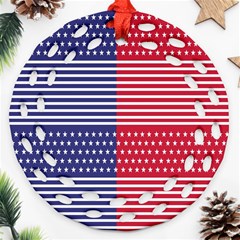 American Flag Patriot Red White Ornament (round Filigree) by Celenk