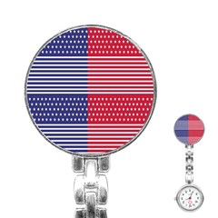 American Flag Patriot Red White Stainless Steel Nurses Watch by Celenk