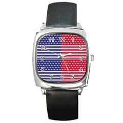 American Flag Patriot Red White Square Metal Watch by Celenk