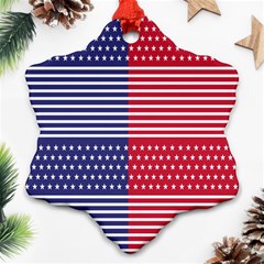 American Flag Patriot Red White Snowflake Ornament (two Sides) by Celenk