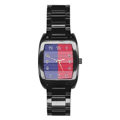 American Flag Patriot Red White Stainless Steel Barrel Watch by Celenk