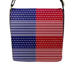 American Flag Patriot Red White Flap Messenger Bag (l) 