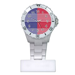 American Flag Patriot Red White Plastic Nurses Watch by Celenk